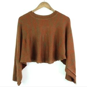 Olivaceous Relaxed Crop Dolman Sleeve Sweater Brown Green Size M/L